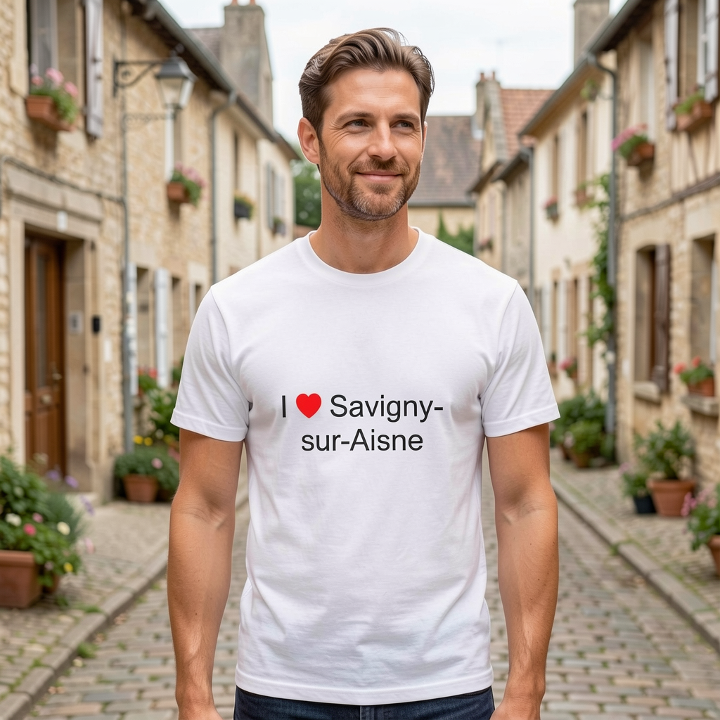 Photo portée du T-shirt I love savigny-sur-aisne en décor Savigny Sur Aisne