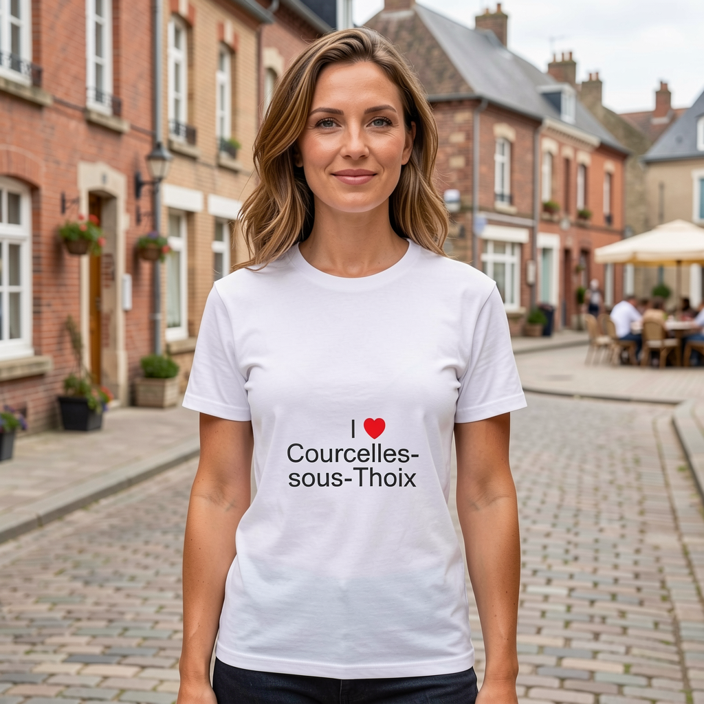 Photo portée du T-shirt I love courcelles-sous-thoix en décor Courcelles Sous Thoix