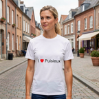 Photo portée du T-shirt I love puisieux en décor Puisieux