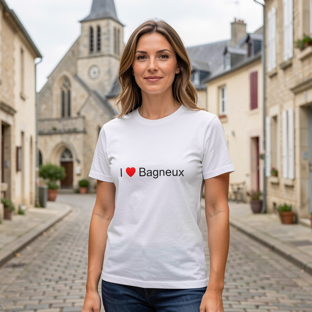 Photo portée du T-shirt I love bagneux en décor Bagneux