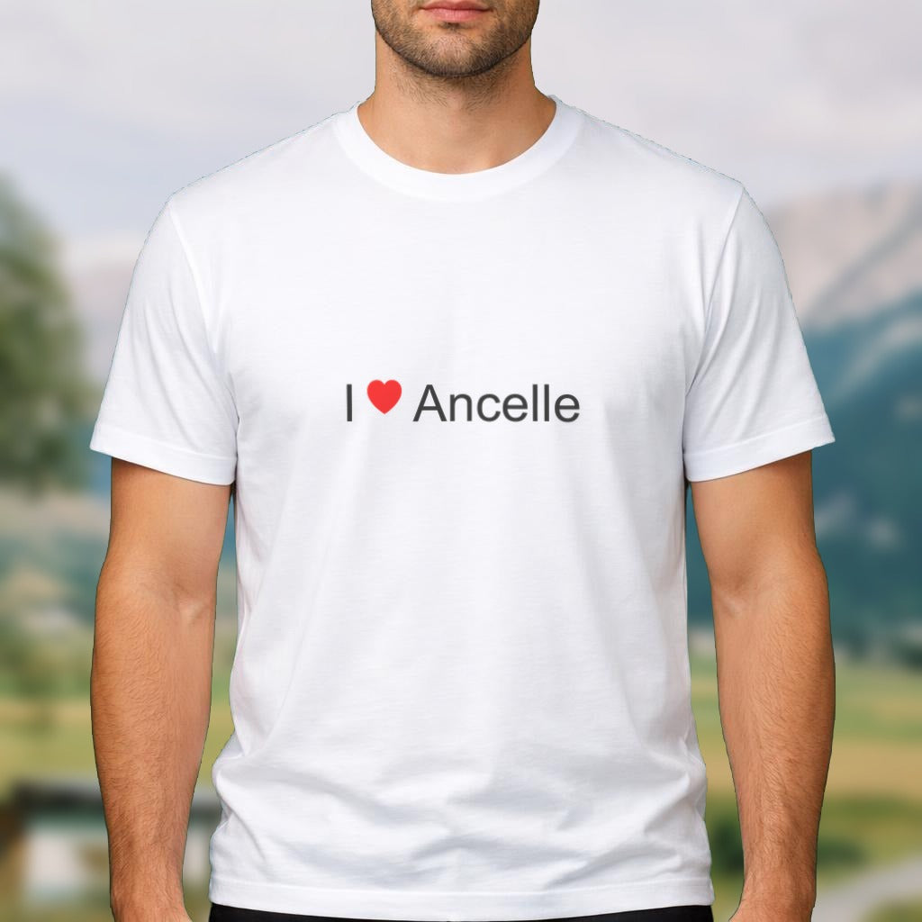 T-shirt I love Ancelle porté