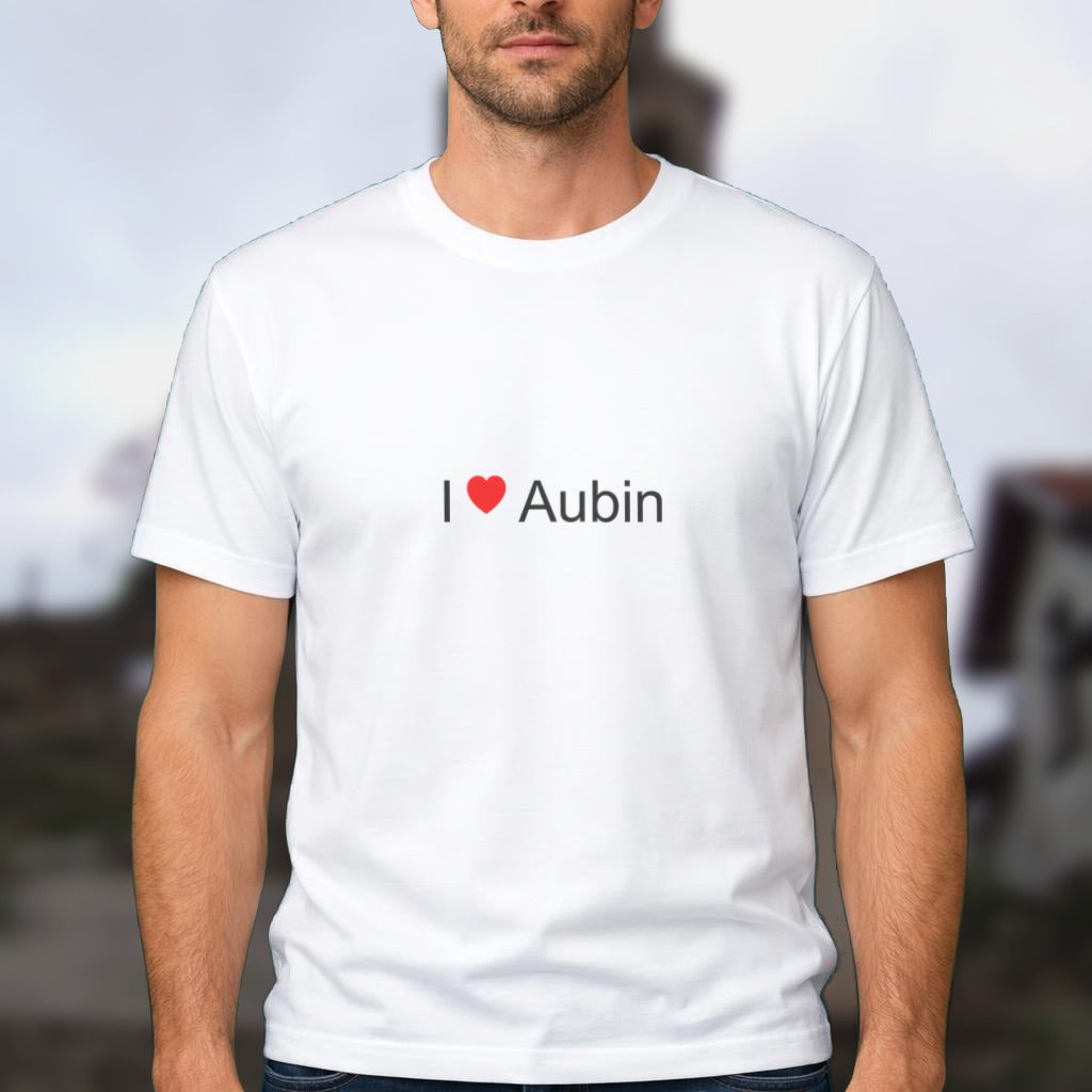 T-shirt I love Aubin (12) porté