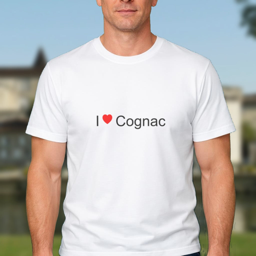 T-shirt I love Cognac porté