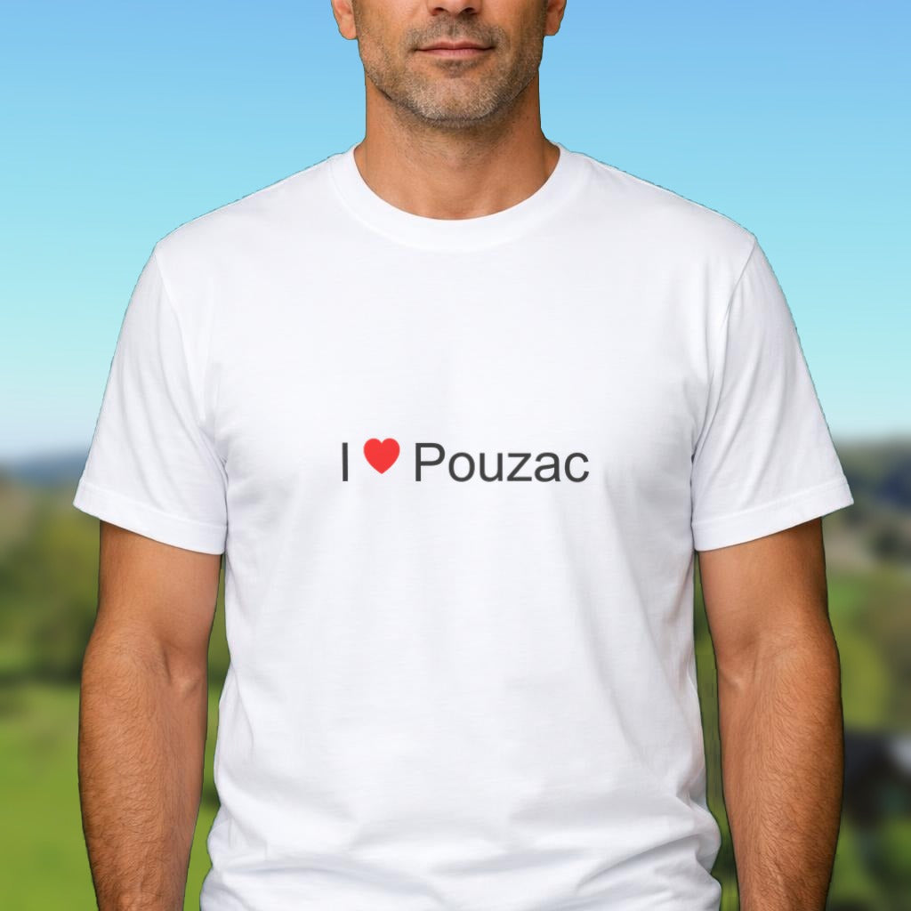 T-shirt I love Pouzac porté