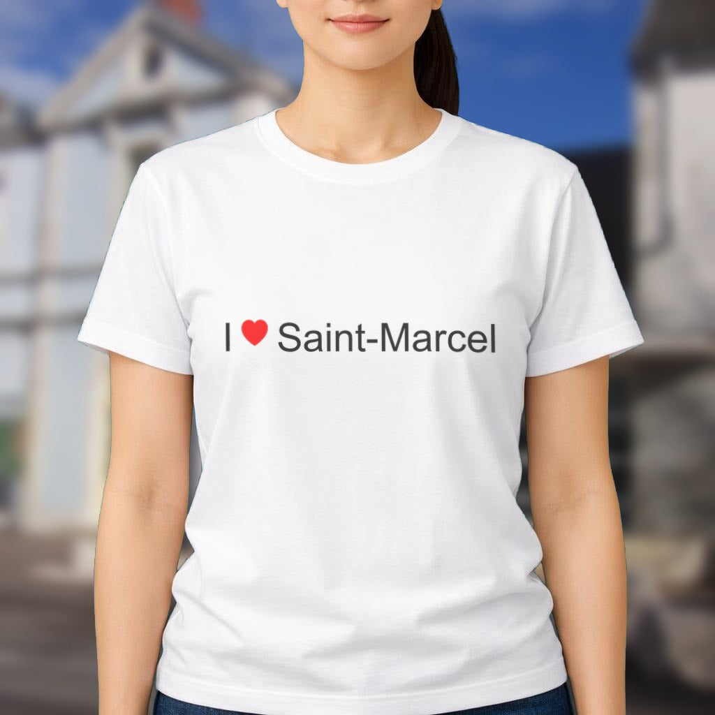 T-shirt I love Saint-Marcel (71) porté