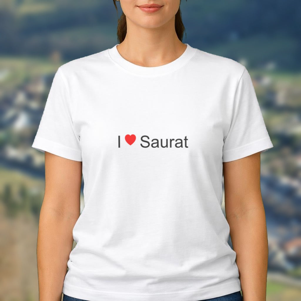 T-shirt I love Saurat porté