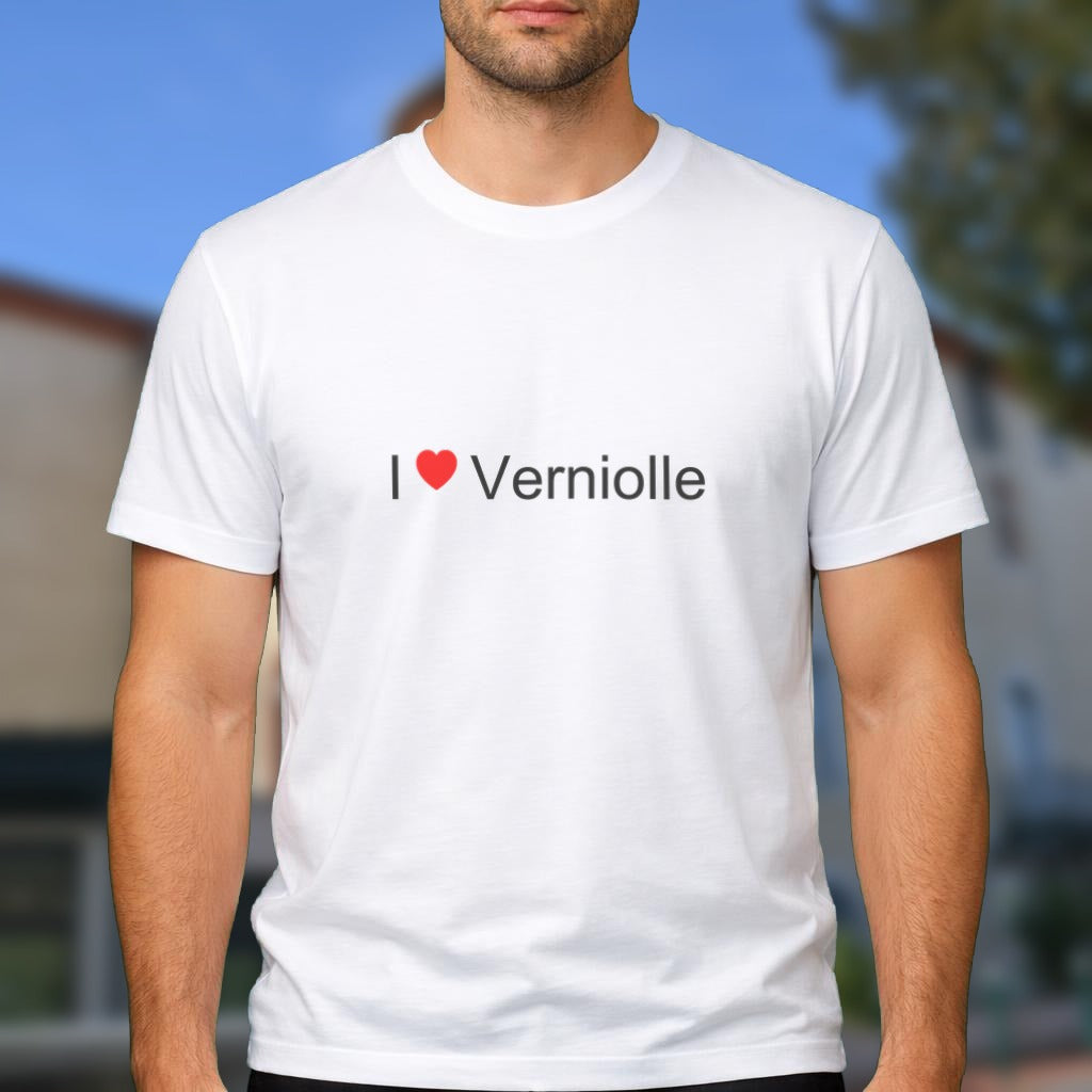 T-shirt I love Verniolle porté