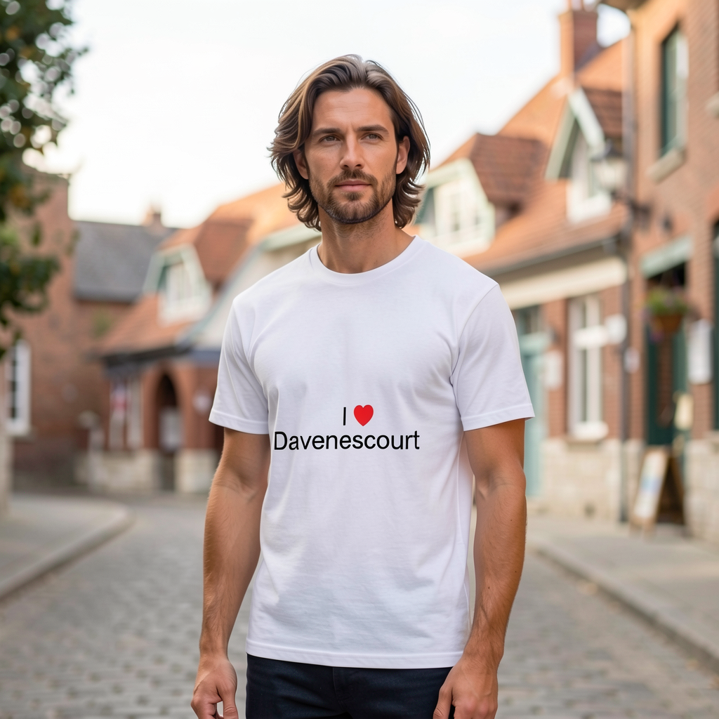 Photo portée du T-shirt I love davenescourt en décor Davenescourt