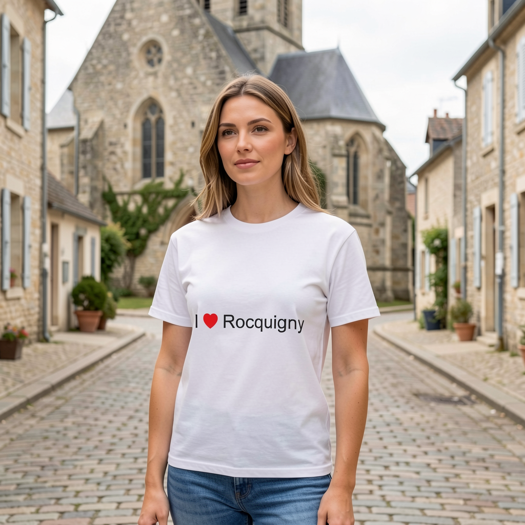 Photo portée du T-shirt I love rocquigny en décor Rocquigny
