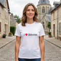 Photo portée du T-shirt I love bièvres en décor Bièvres