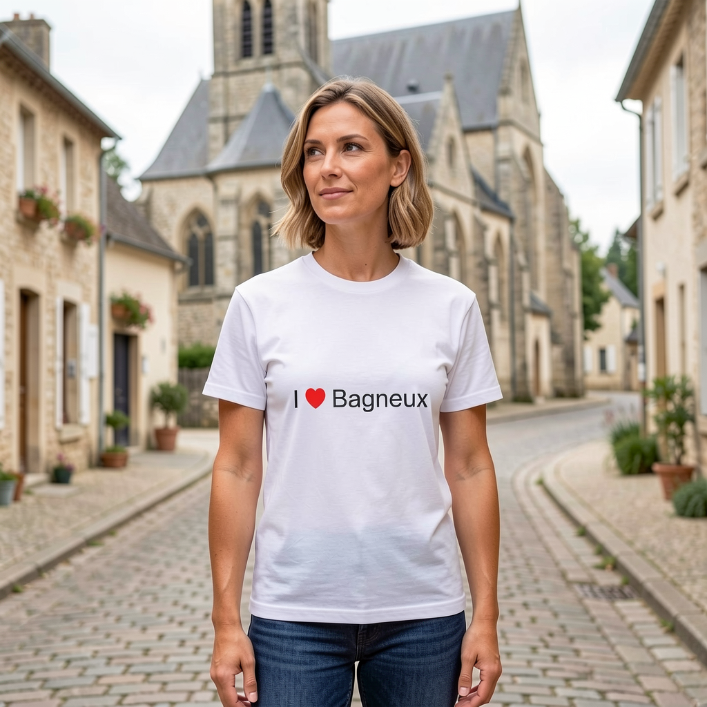 Photo portée du T-shirt I love bagneux en décor Bagneux