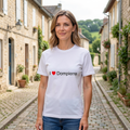 Photo portée du T-shirt I love dompierre en décor Dompierre