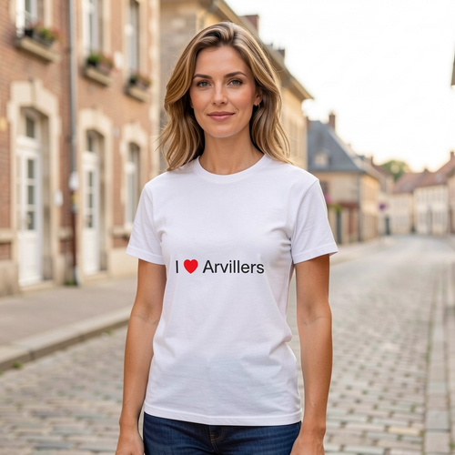 Photo portée du T-shirt I love arvillers en décor Arvillers